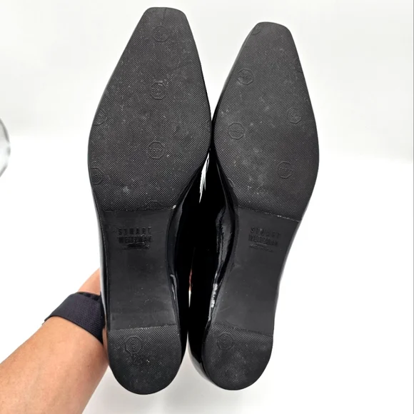 Stuart Weitzman Leather Square Toe Tassle Loafer Flats Black Size 8 - Picture 7 of 13